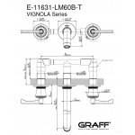 Graff Vignola Bateria umywalkowa podtynkowa 235 mm - element zewnętrzny Chrom E-11631-R4-LM60B-T