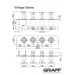Graff Vintage Bateria natryskowa podtynkowa 4-uchwytowa - element zewnętrzny Chrom E-8088H-C18E0-T