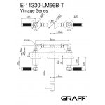 Graff Vintage Bateria umywalkowa 3-otworowa 191 mm podtynkowa - element zewnętrzny Chrom E-11330-LM56B-T