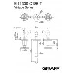 Graff Vintage Bateria umywalkowa 3-otworowa 191 mm podtynkowa - element zewnętrzny Chrom E-11330-C18B-T