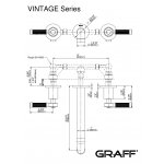 Graff Vintage Bateria umywalkowa 3-otworowa 234 mm podtynkowa - element zewnętrzny Chrom E-11331-LM56B-T
