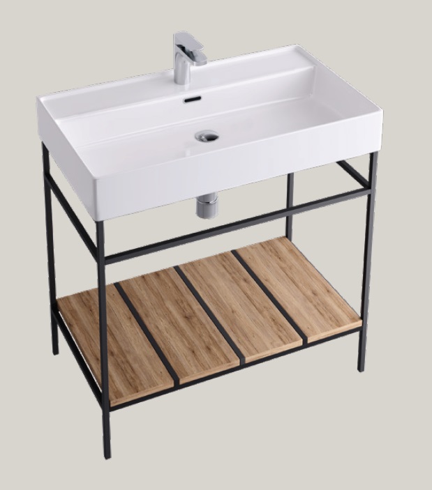 Hidra Faster Kiub Stelaż pod umywalkę 80 cm czarny/dąb rustykalny KSP80.110