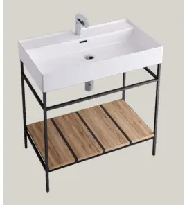 Hidra Faster Kiub Stelaż pod umywalkę 80 cm czarny/dąb rustykalny KSP80.110