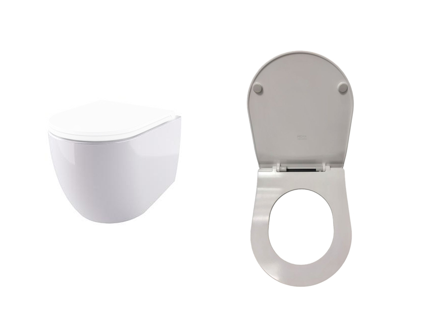 Hidra Tour 4.0 Miska wisząca bezrantowa z deską wolnoopadającą slim 52,5x36,5 cm biały połysk TUWR40.001+TUZQ40.001 WIETRZENIE MAGAZYNU