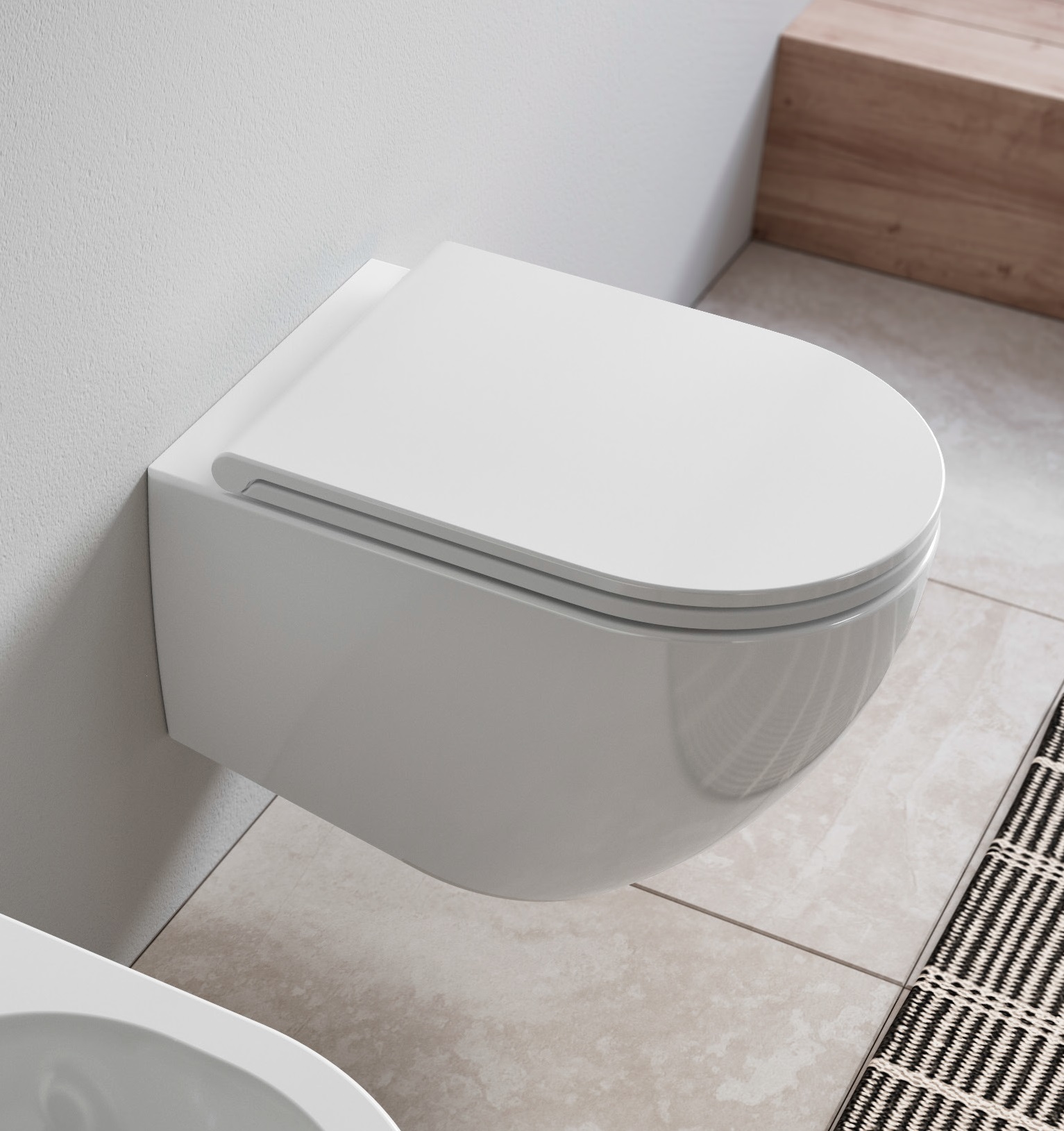 Hidra Tour Miska WC wisząca Rimless 52x35,5 cm z deską wolnoopadajacą biała TUWR20.001+TUZ.001 WYPRZEDAŻ EKSPOZYCJI!!