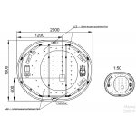 HOESCH Ergo+ Wanna akrylowa owalna wolnostojąca z obudową szklaną w kolorze białym z dedykowanym systemem hydromasażu 200x160 cm biała/chrom 6442S.010305550