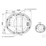 HOESCH Ergo+ Wanna akrylowa owalna wolnostojąca z obudową szklaną w kolorze srebrnym z dedykowanym systemem hydromasażu 200x160 cm biała/srebrny 6442S.010305551