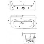 HOESCH iSensi Wanna akrylowa przyścienna/narożna prawa typu monoblock z obudową, z przelewem szczelinowym z dedykowanym systemem hydromasażu powietrznego 180x80 cm biała 3835i