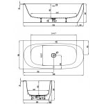 HOESCH iSensi Wanna akrylowa przyścienna/narożna lewa typu monoblock z obudową, z przelewem szczelinowym z dedykowanym systemem hydromasażu powietrznego 190x90 cm biała 3825i
