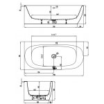 HOESCH iSensi Wanna akrylowa przyścienna/narożna lewa typu monoblock z obudową, z przelewem z napełnieniem z dedykowanym systemem hydromasażu powietrznego 190x90 cm chrom 3855i