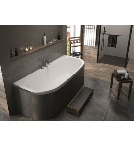 HOESCH iSensi Wanna akrylowa przyścienna do zabudowy z systemem wodno-powietrznym hydromasażu Reviva II 190x90 cm biała 3840E