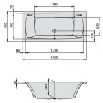 HOESCH Largo Wanna akrylowa prostokątna z systemem wodno-powietrznym hydromasażu Reviva II 190x90 cm biała 3691E