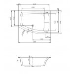 Hoesch Largo Wanna asymetryczna prawa do zabudowy 180x130 cm biały 3693.010