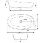 Hoesch Namur Lounge Umywalka stawiana 50x30 biały mat 4420.013