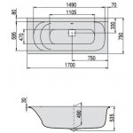 HOESCH Thasos Wanna akrylowa prostokątna z systemem wodno-powietrznym hydromasażu Reviva II 170x75 cm biała 3744E
