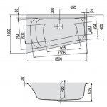 HOESCH Thasos Wanna akrylowa trapezowa lewa z systemem wodno-powietrznym hydromasażu Reviva II 150x100 cm biała 3745E