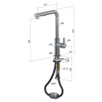 Hotbath Ace Bateria kuchenna z wyciąganą wylewką prysznicową i 2 strumieniami Brushed Nickel AC042.GN