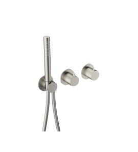 Hotbath Ace Bateria natryskowa termostatyczna podtynkowa, z dwoma zaworami i słuchawką prysznicową - element zewnętrzny Brushed Nickel AC071.GN