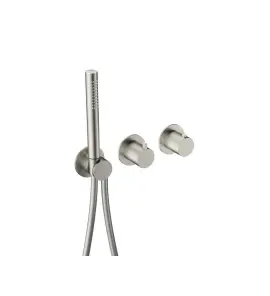 Hotbath Ace Bateria natryskowa termostatyczna podtynkowa, z dwoma zaworami i słuchawką prysznicową - element zewnętrzny Brushed Nickel AC071.GN
