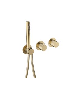 Hotbath Ace Bateria natryskowa termostatyczna podtynkowa, z dwoma zaworami i słuchawką prysznicową - element zewnętrzny Brushed Brass PVD AC071.BBP