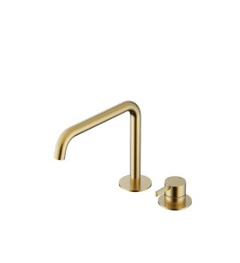 Hotbath Ace Bateria umywalkowa jednouchwytowa z 2 otworami i obrotową wylewką Brushed Brass PVD AC023.BBP