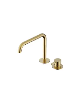 Hotbath Ace Bateria umywalkowa jednouchwytowa z 2 otworami i obrotową wylewką Brushed Brass PVD AC023.BBP