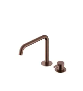 Hotbath Ace Bateria umywalkowa jednouchwytowa z 2 otworami i obrotową wylewką Brushed Copper PVD AC023.BCP