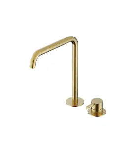 Hotbath Ace Bateria umywalkowa jednouchwytowa z 2 otworami i obrotową wylewką Wysoka Brushed Brass PVD AC023H.BBP