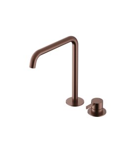 Hotbath Ace Bateria umywalkowa jednouchwytowa z 2 otworami i obrotową wylewką Wysoka Brushed Copper PVD AC023H.BCP