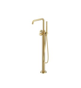 Hotbath Ace Bateria wannowa wolonostojąca ze słuchawką prysznicową i wężem prysznicowym Brushed Brass PVD AC177.BBP