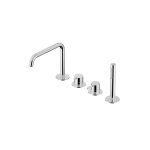 Hotbath Ace Bateria wannowa 4-otworowa z wylewką i słuchawką prysznicową Chrom AC073.CR