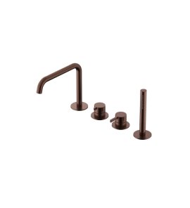 Hotbath Ace Bateria wannowa 4-otworowa z wylewką i słuchawką prysznicową Brushed Copper PVD AC073.BCP