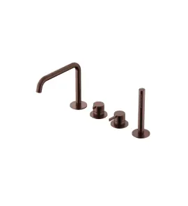 Hotbath Ace Bateria wannowa 4-otworowa z wylewką i słuchawką prysznicową Brushed Copper PVD AC073.BCP