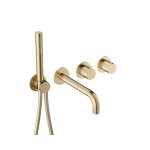 Hotbath Ace Bateria wannowa termostatyczna podtynkowa z wylewką i słuchawką prysznicową 2-drożna - element zewnętrzny Brushed Brass PVD AC072.BBP