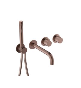 Hotbath Ace Bateria wannowa termostatyczna podtynkowa z wylewką i słuchawką prysznicową 2-drożna - element zewnętrzny Brushed Copper PVD AC072.BCP