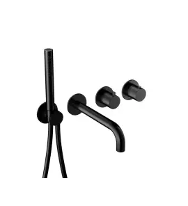 Hotbath Ace Bateria wannowa termostatyczna podtynkowa z wylewką i słuchawką prysznicową 2-drożna - element zewnętrzny Matt Black PVD AC072.MBP