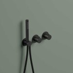 Hotbath Ace Bateria wannowa termostatyczna podtynkowa z wylewką i słuchawką prysznicową 2-drożna - element zewnętrzny Matt Black PVD AC072.MBP