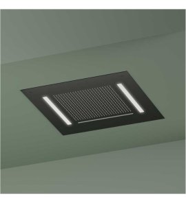 Hotbath Ace Deszczownica podtynkowa z wylewką kaskadową z dyszami mgiełkowymi 500x500 mm z oświetleniem LED Matt Black PVD AC146.MBP