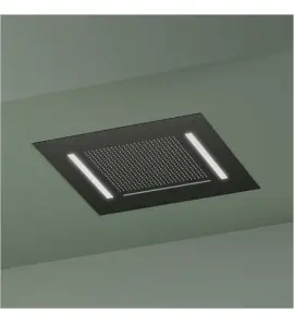Hotbath Ace Deszczownica podtynkowa z wylewką kaskadową z dyszami mgiełkowymi 500x500 mm z oświetleniem LED Matt Black PVD AC146.MBP