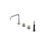 Hotbath Archie Bateria wannowa z wylewką i słuchawką prysznicową Steel Brushed AR083.IX