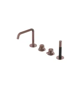 Hotbath Archie Bateria wannowa z wylewką i słuchawką prysznicową Brushed Copper PVD AR083.BCP