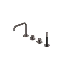 Hotbath Archie Bateria wannowa z wylewką i słuchawką prysznicową Gun Metal PVD AR083.BGP