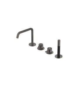 Hotbath Archie Bateria wannowa z wylewką i słuchawką prysznicową Gun Metal PVD AR083.BGP