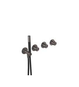 Hotbath Archie Bateria wannowa termostatyczna podtynkowa, z dwoma zaworami i słuchawką prysznicową - element zewnętrzny Gun Metal PVD AR7071.BGP