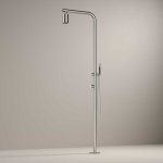 Hotbath Archie Kolumna prysznicowa zewnętrzna z mieszaczem, głowicą prysznicową jednostrumieniową i prysznicem ręcznym Steel Brushed AR090.IX