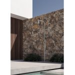 Hotbath Archie Kolumna prysznicowa zewnętrzna z mieszaczem, głowicą prysznicową jednostrumieniową i prysznicem ręcznym Steel Brushed AR090.IX