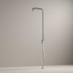 Hotbath Archie Kolumna prysznicowa zewnętrzna z mieszaczem, głowicą prysznicową jednostrumieniową i prysznicem ręcznym Steel Brushed AR091.IX