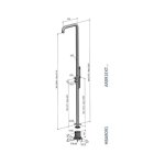 Hotbath Archie Kolumna prysznicowa zewnętrzna z mieszaczem, głowicą prysznicową jednostrumieniową i prysznicem ręcznym Steel Brushed AR091.IX