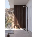 Hotbath Archie Kolumna prysznicowa zewnętrzna z mieszaczem, głowicą prysznicową jednostrumieniową i prysznicem ręcznym Steel Brushed AR091.IX