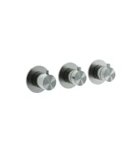 Hotbath ArchieFlag Bateria natryskowa termostatyczna z dwoma zaworami odcinającymi - element zewnętrzny Steel Brushed AF7067.IX